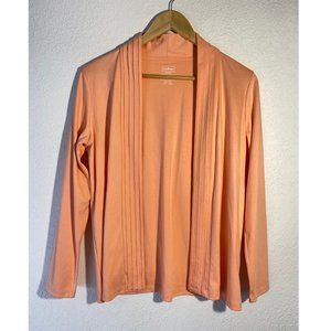 LL Bean Open Cardigan Sweater Supima Cotton Peach Size Small Petite